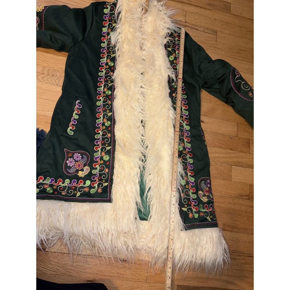 NWT Hippie Shake Heroes Breaking Hearts Green Embroidered Penny Lane Coat - Picture 16 of 16